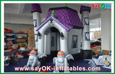 Led Işıklar ile Halloween Cryptic Ghost Castle House Şişme Tatil Süslemeleri
