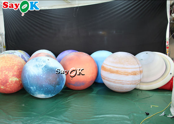 LED Büyük Asılı Şişme Aydınlatma Dekorasyonu Sekiz Gezegen PVC Malzeme