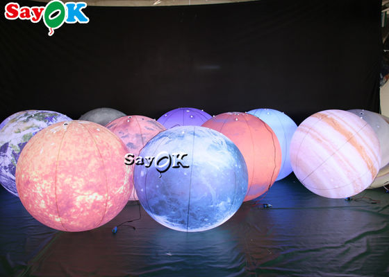 LED Büyük Asılı Şişme Aydınlatma Dekorasyonu Sekiz Gezegen PVC Malzeme