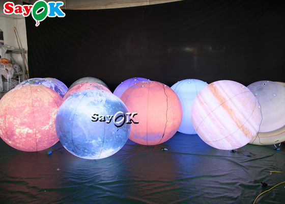 LED Büyük Asılı Şişme Aydınlatma Dekorasyonu Sekiz Gezegen PVC Malzeme