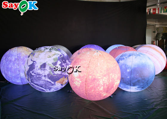LED Büyük Asılı Şişme Aydınlatma Dekorasyonu Sekiz Gezegen PVC Malzeme