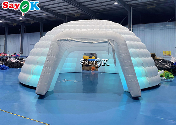 Şişilebilir Igloo Çadırı Saf Beyaz LED Şişilebilir Çadır Işığı Yuvarlak Kubbe Disko Parti Etkinlikleri İçin Şişilebilir Hava Çadırı
