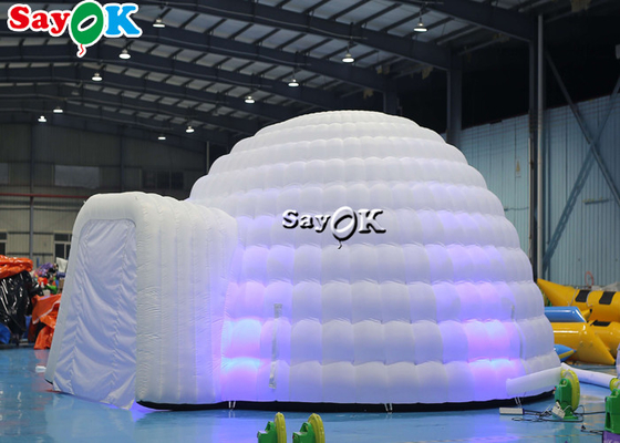 Şişilebilir Igloo Çadırı Saf Beyaz LED Şişilebilir Çadır Işığı Yuvarlak Kubbe Disko Parti Etkinlikleri İçin Şişilebilir Hava Çadırı