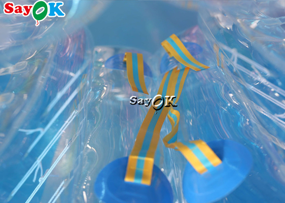 Şişme Karnaval Oyunları Yetişkin TPU PVC Vücut Zorb Tampon Topu Seti Şeffaf Mavi Pembe Şişme Balon Futbol