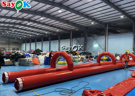 Açık Hava Su Şişme Kaydırmaları PVC Tarpaulin Şişme Su Kaydırmaları Düz zeminde 60x2m