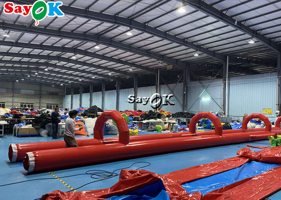 Açık Hava Su Şişme Kaydırmaları PVC Tarpaulin Şişme Su Kaydırmaları Düz zeminde 60x2m