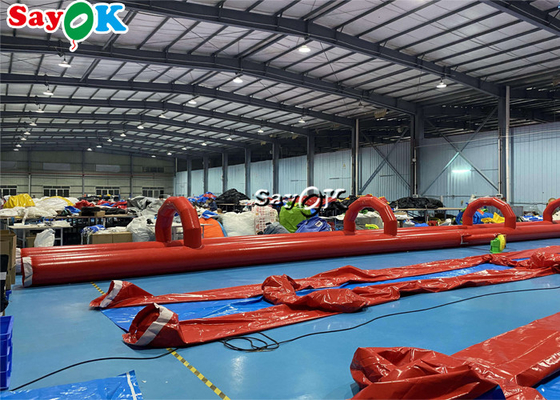 Açık Hava Su Şişme Kaydırmaları PVC Tarpaulin Şişme Su Kaydırmaları Düz zeminde 60x2m