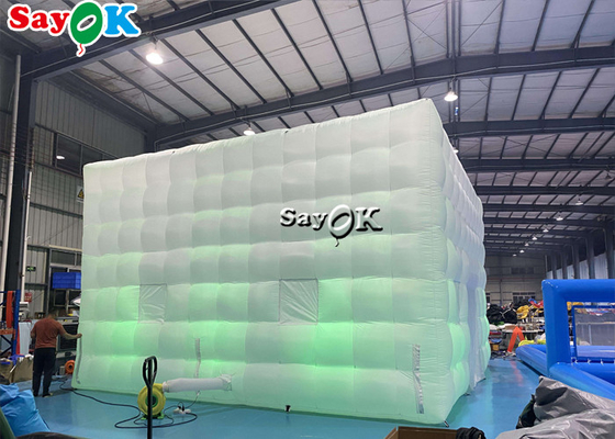 Blower Özel Boyutlu Açık PVC Kaplı Dev LED Küp Şişme Hava Çadırı