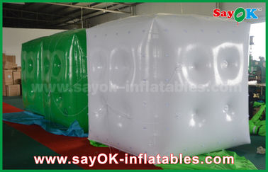 Logo Baskı ile Reklam Beyaz Yeşil Şişme Balon / Küp Helyum Balon