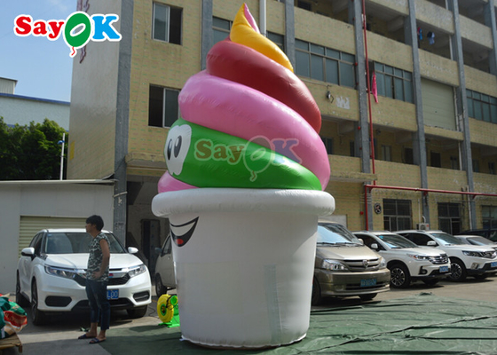 Festival Dış Mekan Reklamcılığı İçin Özelleştirilmiş 5m Şişme Dondurma Modeli