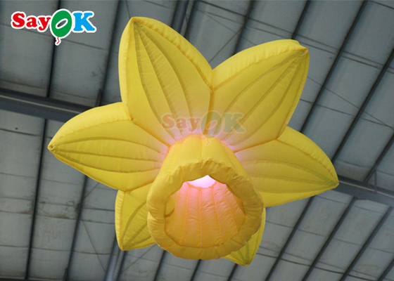 LED ile Sarı 1.0m Şişme Aydınlatma Dekorasyonu Asılı Gül Çiçekleri