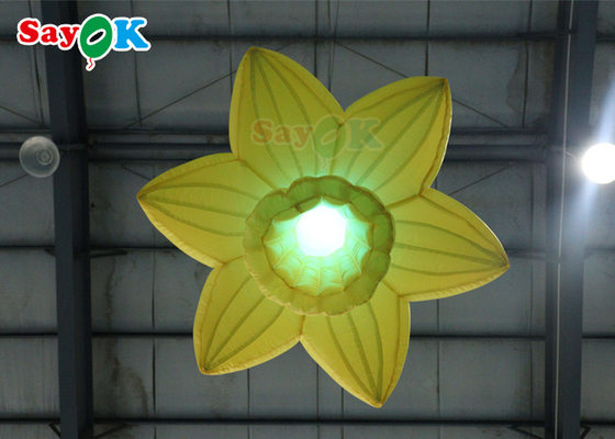 LED ile Sarı 1.0m Şişme Aydınlatma Dekorasyonu Asılı Gül Çiçekleri