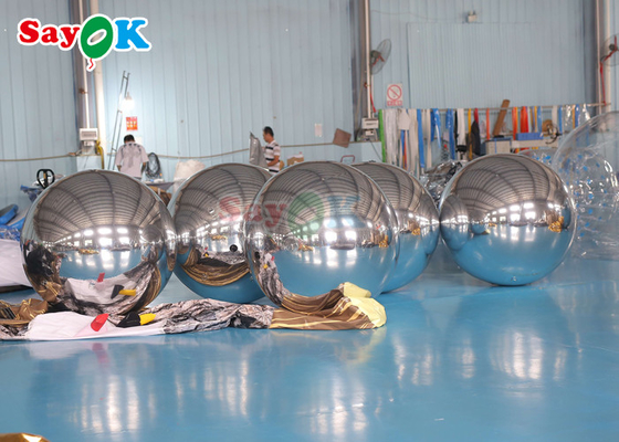 Disko Parlak şişme ayna topu Büyük etkinlik dekorasyonu PVC Yüzen Küre Ayna balon