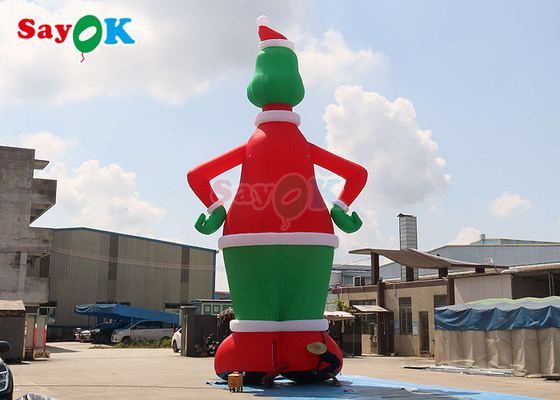 Yeşil ve Kırmızı 32.8ft Yüksek Şişme Havadan Fırlatılmış Grinch Şapka Yard Dekorasyonu ile