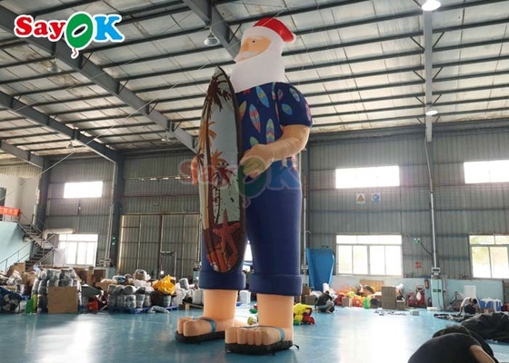 Hawaii Noel Dekorasyonu Modeli Plajdaki Şişme Noel Baba 7.6m Boyut