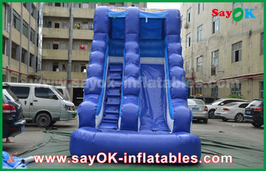Üfletilebilir Atlama Sıçrayıcısı / Güvenlik PVC Tarpaulin Üfletilebilir Sıçrayıcı Kaydırma Oyun için Sarı / Mavi Renkli
