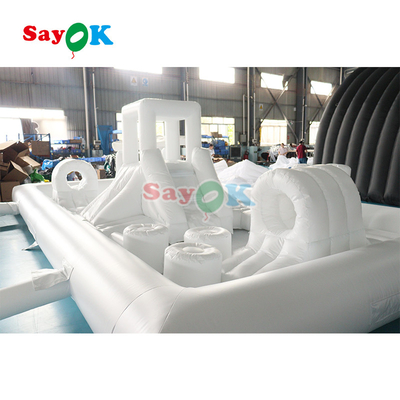 Özel Moda Mini Beyaz Splash Pad Su Parkı Şişme Engelleme Meydanı Oyun Sahası Kale Kaydırma Kombosu