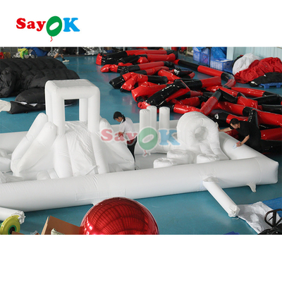 Özel Moda Mini Beyaz Splash Pad Su Parkı Şişme Engelleme Meydanı Oyun Sahası Kale Kaydırma Kombosu