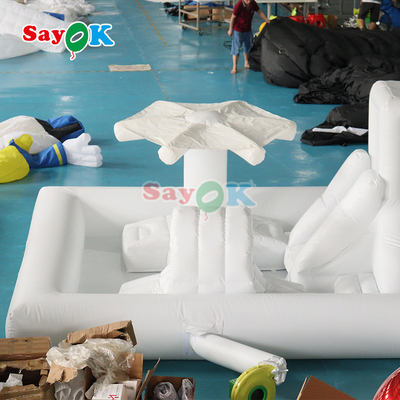 Özel Moda Mini Beyaz Splash Pad Su Parkı Şişme Engelleme Meydanı Oyun Sahası Kale Kaydırma Kombosu