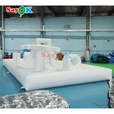Özel Moda Mini Beyaz Splash Pad Su Parkı Şişme Engelleme Meydanı Oyun Sahası Kale Kaydırma Kombosu