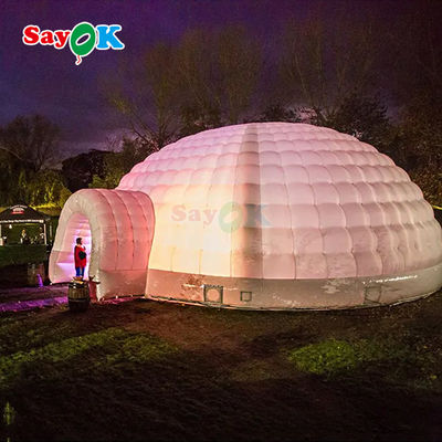 Su geçirmez Oxford Kumaş Renkli LED Işıklar Dış Kupla Üfletilebilir Igloo Çadırı