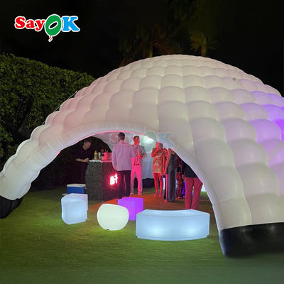 Su geçirmez Oxford Kumaş Renkli LED Işıklar Dış Kupla Üfletilebilir Igloo Çadırı