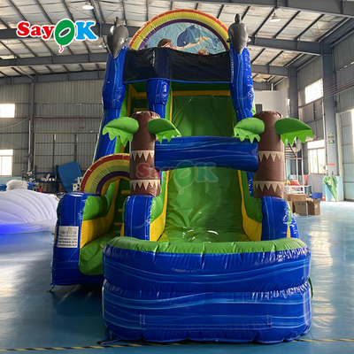 Toptan Karikatür Şişme Trampolin Kaydırmacı Dev Şişme Bouncer Kaydırmacı Büyük Yetişkin Şişme Su Kaydırmacı Havuzlu