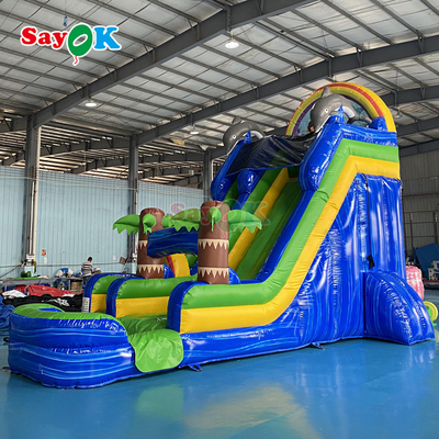 Toptan Karikatür Şişme Trampolin Kaydırmacı Dev Şişme Bouncer Kaydırmacı Büyük Yetişkin Şişme Su Kaydırmacı Havuzlu