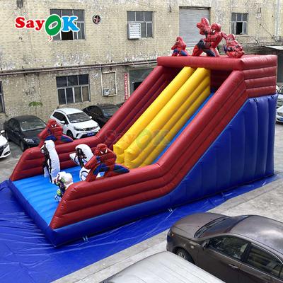 Çocuklar ve yetişkinler için ticari renkli şişme sıçrama evi ve kaydırma kombinasyonu Dış PVC sıçrama kalesi