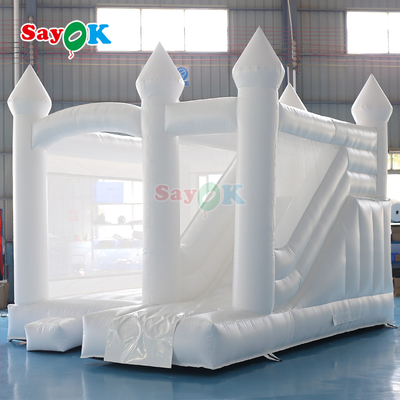 Ticari PVC Şişme Zıplama Kaydırağı Kombo Beyaz Şişme Düğün Oyun Parkı