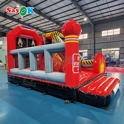 Özelleştirilmiş Şişme Kale İtfaiye İstasyonu Şişme İtfaiye Aracı Zıplama Alanı ve Kaydırak