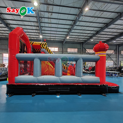 Özelleştirilmiş Şişme Kale İtfaiye İstasyonu Şişme İtfaiye Aracı Zıplama Alanı ve Kaydırak