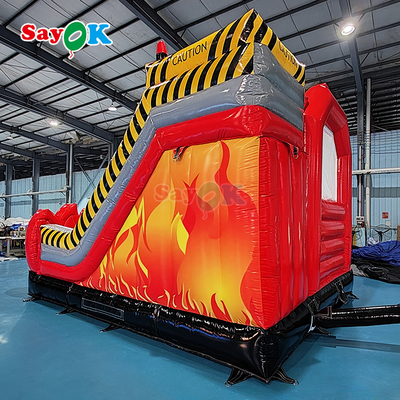 Özelleştirilmiş Şişme Kale İtfaiye İstasyonu Şişme İtfaiye Aracı Zıplama Alanı ve Kaydırak