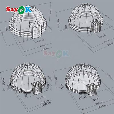 % 100 Karanlıklı, 110-240V AC gücü ve 12ft boyutundan daha büyük olan şişme Planetarium Kubbe
