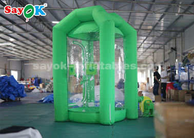 Promosyon İçin Bir Hava Blower ile Yeşil Küp Şişme Para Makinesi Booth