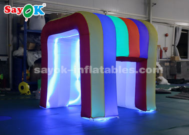 Şişme Parti Çadırı Gökkuşağı Renkli LED Işık Mini Blow Up Photo Booth Çocuklar İçin SGS ROHS