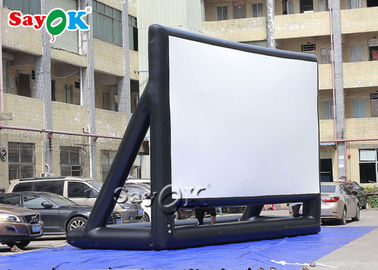 Arka Bahçe Film Ekranları Sahne Dekorasyonu için 7x5mH Katlanabilir Siyah Şişme Ekran Sinema