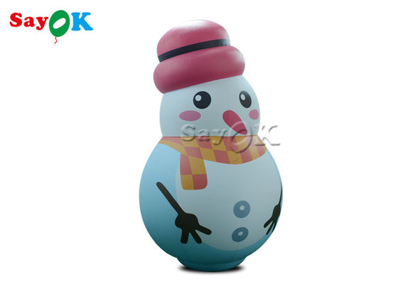 Beyaz Kapalı Süsler Pembe Şapkalı Şişme Kardan Adam Model Balon