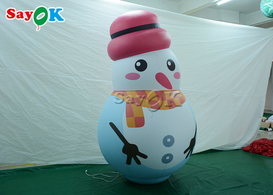 Beyaz Kapalı Süsler Pembe Şapkalı Şişme Kardan Adam Model Balon