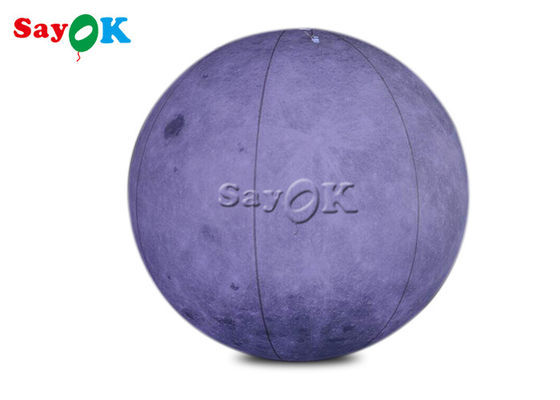 Uzay Teması Sahne Dekorasyonu için 0.2mm PVC 6.6ft Dev Led Şişme Ay Işığı Balonu