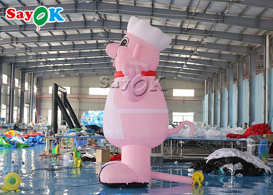 Şişilebilir Reklam Balonları 4m 13ft Maskotu Pembe Fırlat Karikatür Karakterleri Domuz Aşçı Restoran Açılışı için Model