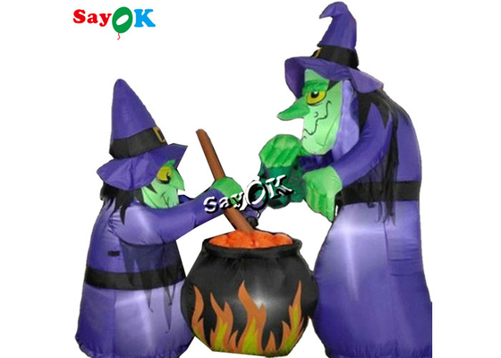 Kazan ile 4x6ft Led Aydınlatma Şişme Halloween Cadı