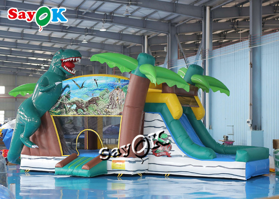 Jurassic Dinozor Çocuk Oyun Alanı İçin Şişme Sıçrama Evi Su Kaydırağı