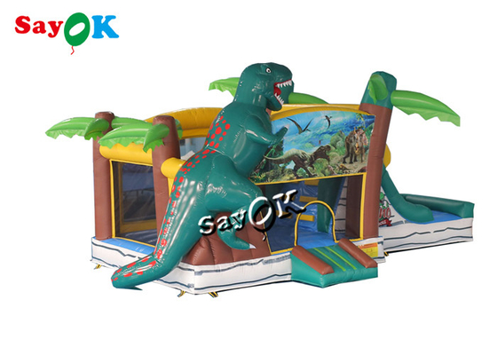 Jurassic Dinozor Çocuk Oyun Alanı İçin Şişme Sıçrama Evi Su Kaydırağı
