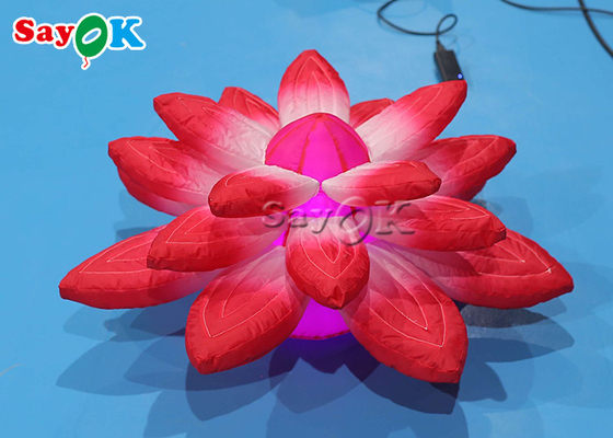 Lotus asılı kırmızı şişme ışıklar ile 3.28ft lobi sahne dekorasyonu
