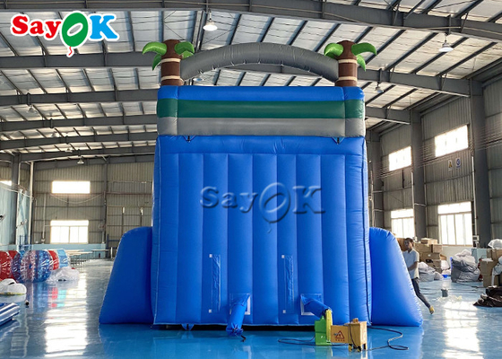 Bouncy Slides Custom Backyard Palm Tree Themed Splash Pool ile şişme su kaydırma