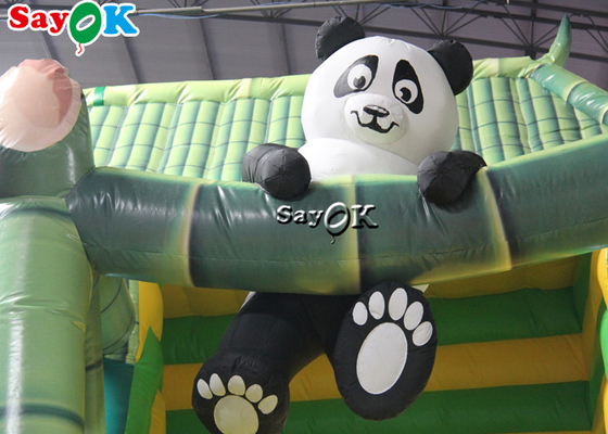 Şişme Çocuk Kaydırma Ticari Şişme Çıkartma Kaydırma Panda Bambu Orman Teması Şişme Kaydırma