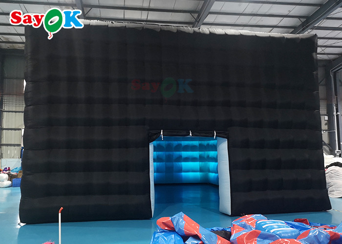 Led ışıkları ile şişilebilir küp çadırı esnek şişilebilir hava çadırı patlatma kamp çadırı