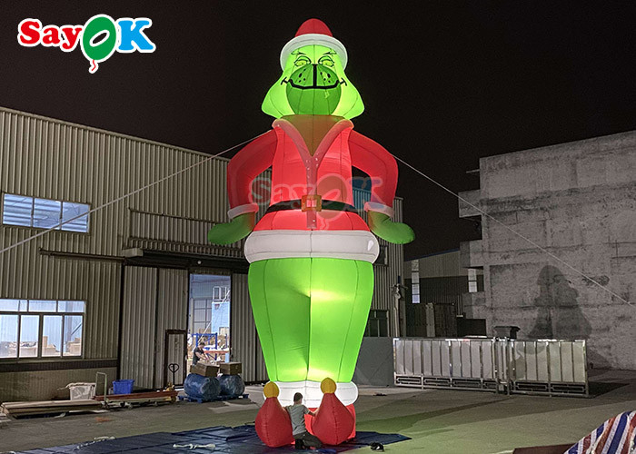 Dev Şişme Köpek Karikatür Karakterleri Şişme Grinch Balonu Noel Baba Dekorasyon için