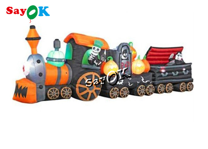 9 Feet Işıklı Cadılar Bayramı Şişme Tren Ile Yavru Kedi Beyaz Hayalet Kabak Yard Dekor